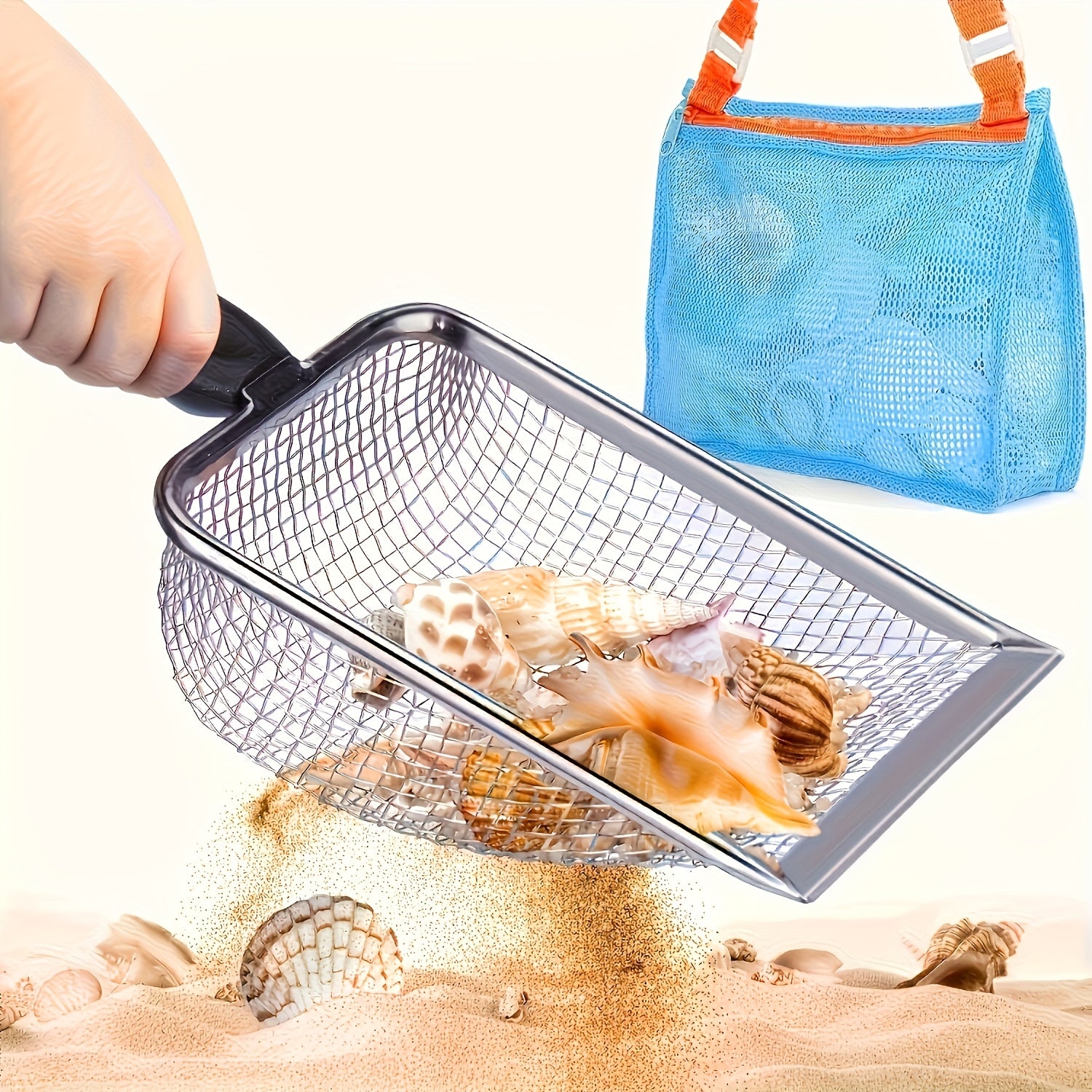 Metal Beach Net Scoop 5mm Mesh Handle Shell Collector Beach Exploration Aquarium