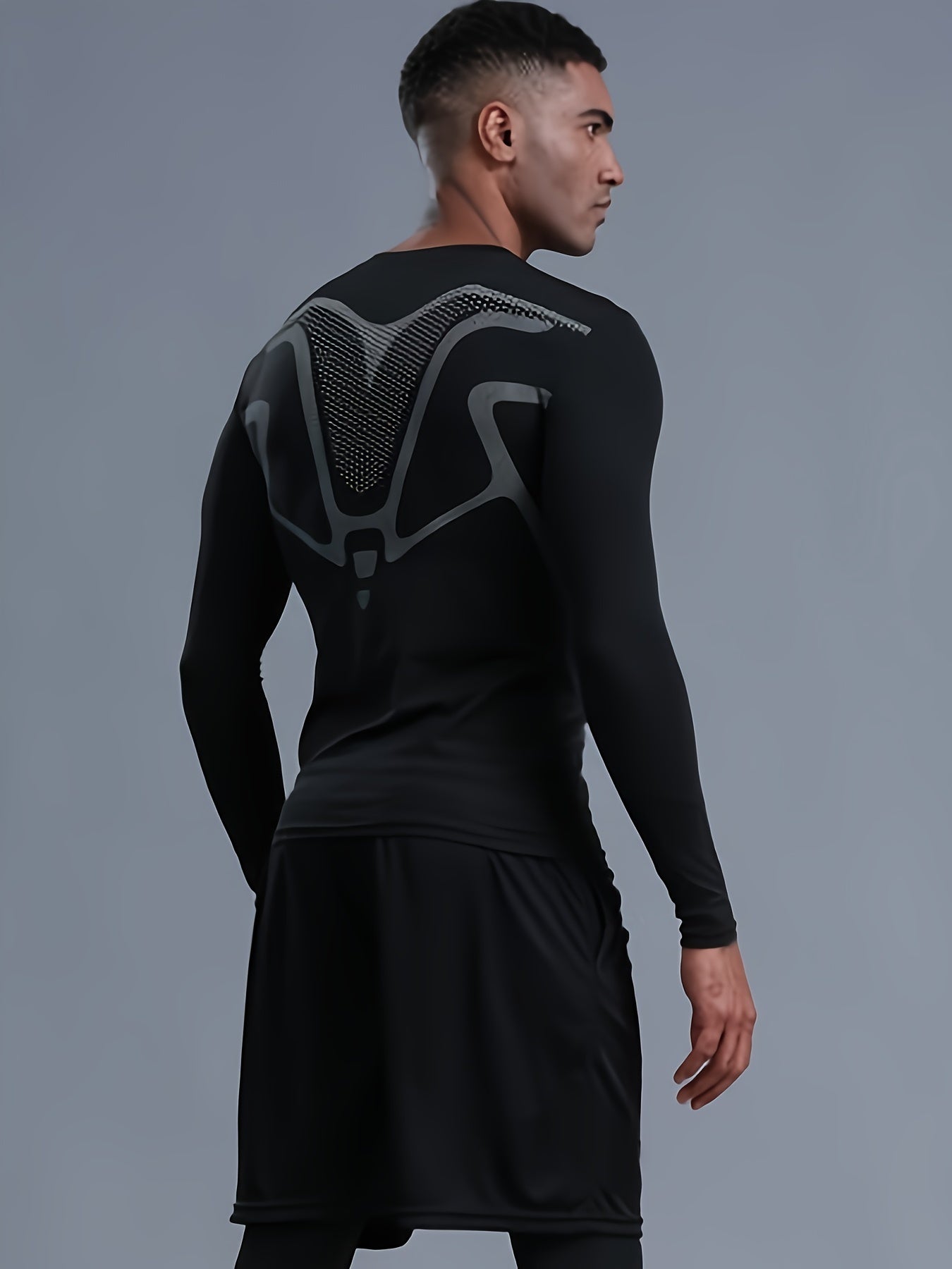 Men's Quick Drying Long Sleeve T-shirt & Shorts Set for Fitness