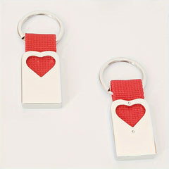 Heart Shape Metal Keychain with Woven Tape - Creative Keychain