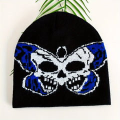Skull Butterfly Jacquard Beanie Vintage Hip Hop Knit Hat