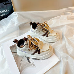 Girl's Animal Ornament Sneakers Lace Up Shoes