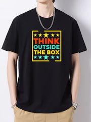Colorful Letter Pattern Men's Graphic Cotton Tee