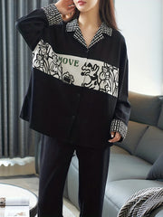 Cartoon Print Lounge Set Long Sleeve Top & Pants