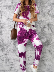 Women's Plus Size Tie Dye Top & Joggers Set