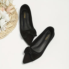 Women's Bowknot Ballet Flats Pointed Toe Slip On Shoes Comfy Walking Flats