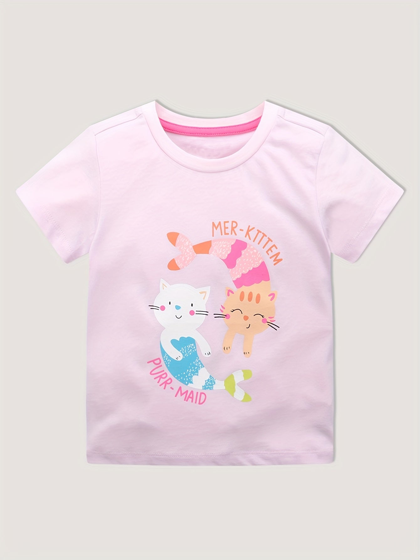 3pcs Girls Cotton Animal Print T-shirt Set, Comfy Tees for Summer