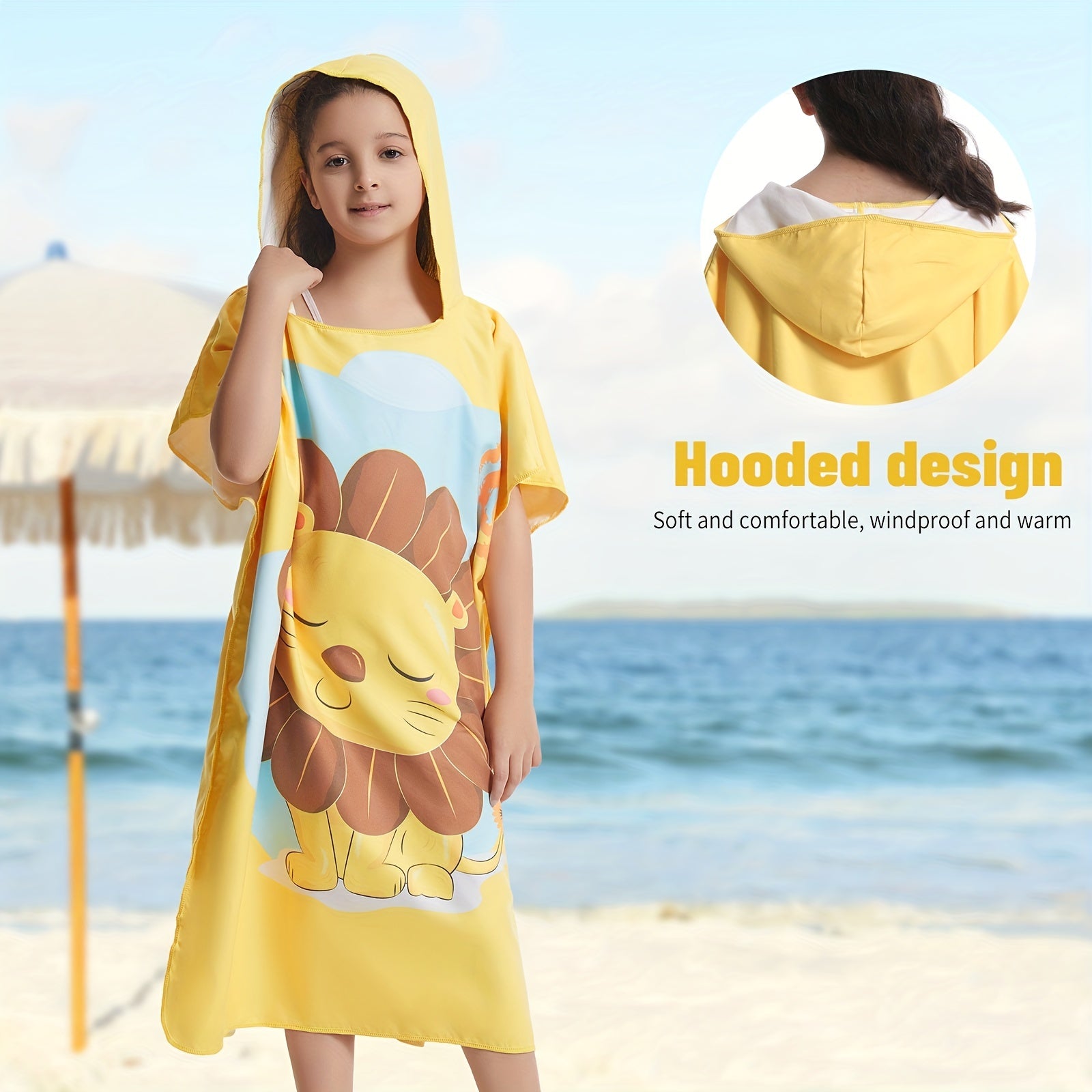 Mutao Kids Changing Towel Surf Poncho Microfiber Hooded Robe