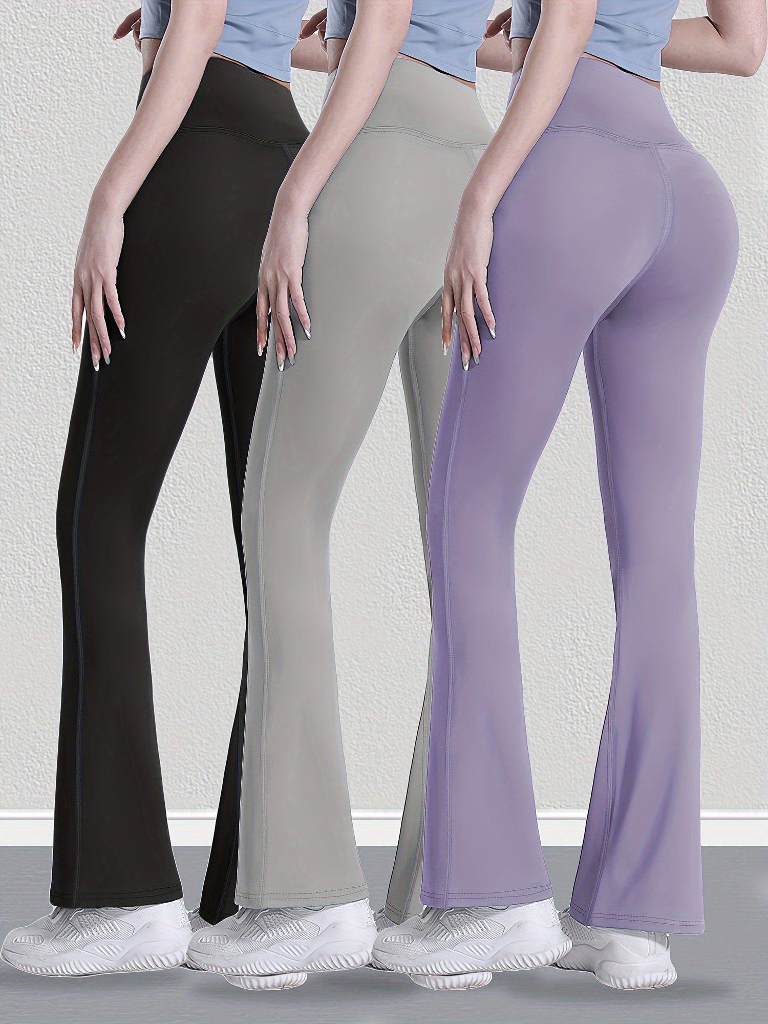 Solid Butt Lifting Yoga Flared Pants Fitness Bootcut Activewear
