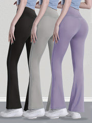 Solid Butt Lifting Yoga Flared Pants Fitness Bootcut Activewear