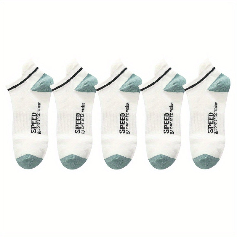 Boys 'SPPED' Print Boat Socks Thin Breathable Low Cut Ankle Socks