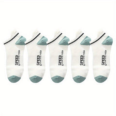 Boys 'SPPED' Print Boat Socks Thin Breathable Low Cut Ankle Socks