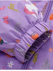 Toddler Girls Unicorn Hooded Jacket Waterproof Zipper Coat
