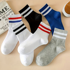 10 Pairs Striped Sports Socks Comfy & Breathable All match Socks Women's