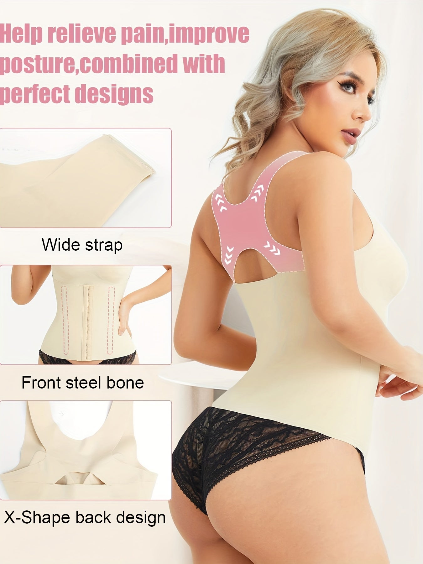 Strapless Corset Bustier Front Buckle Tummy Control Body Shaper