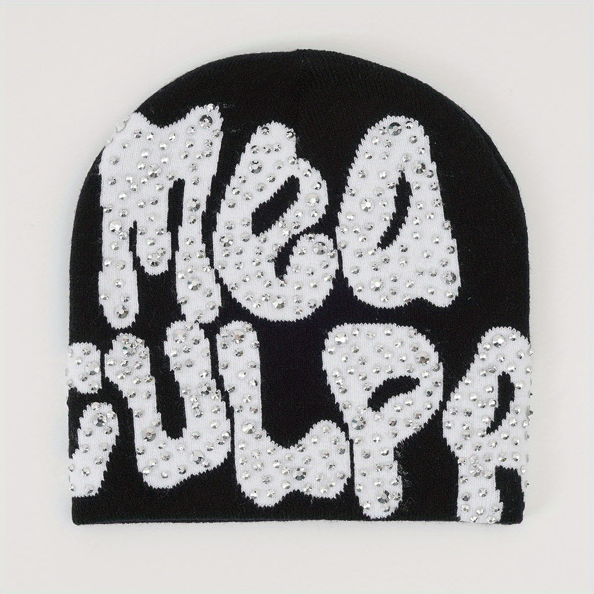 Y2K Rhinestone Decor Candy Skull Cap Hip Hop Knit Hat