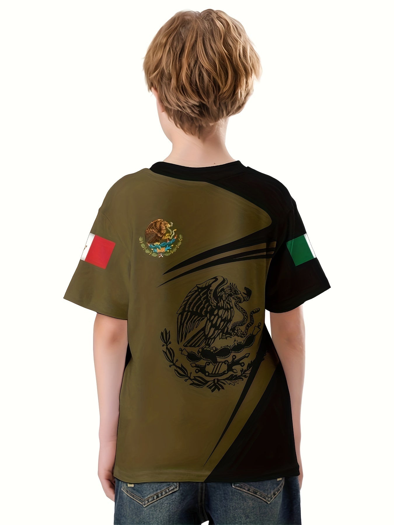 Eagle 3D Print Block T Shirt For Kids