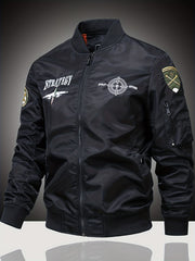 Embroidered Patch Men's Slim Fit Sports Jacket
