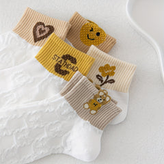 5 Pairs Cartoon Print Socks Comfy Short Socks Women's Stockings