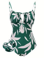 Floral Print Tummy Control One Piece Swimsuit