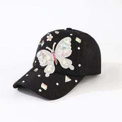 Argyle Butterfly Baseball Cap Outdoor Adjustable Casual Style Hat For Women Girl