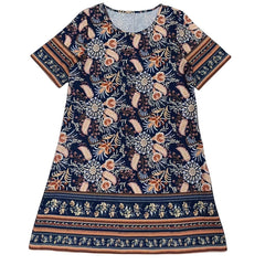Floral Print Boho Short Sleeve Dress for Women