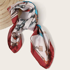 Chain Pattern Scarf Lightweight Silk Neck Scarfs Vintage Hair Wrap