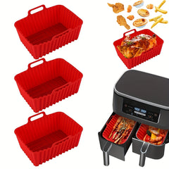3pcs Silicone Liner For Air Fryer Reusable Food Safe Non-stick Baking Pan