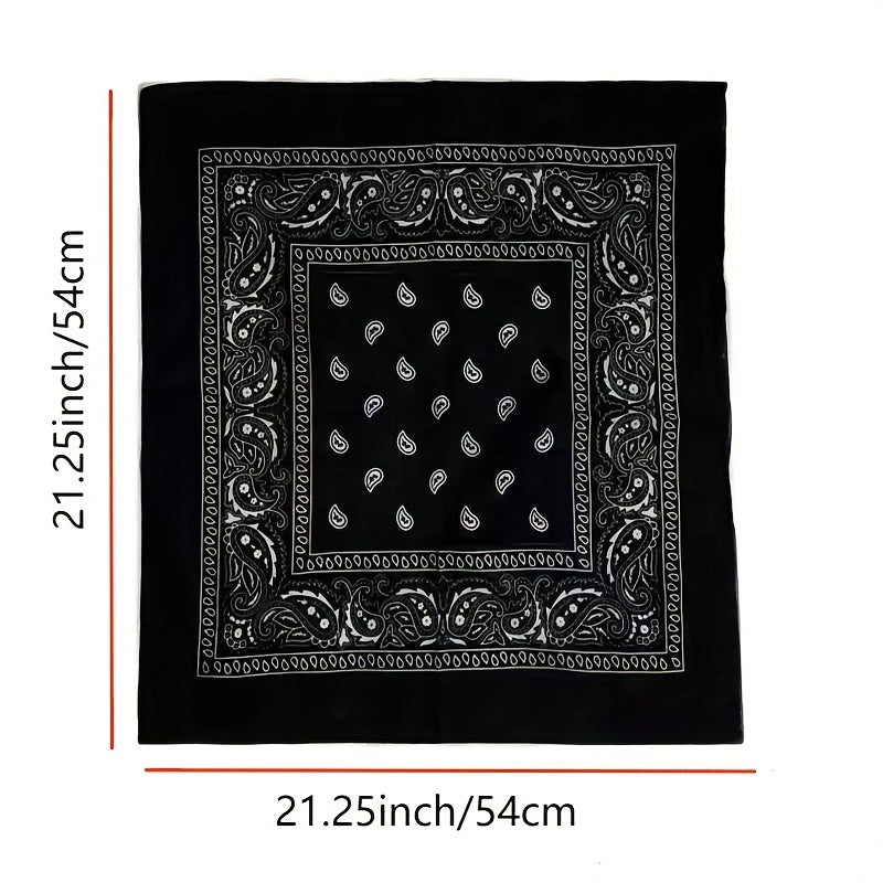 9pcs Colored Hip Hop Cashew Flower Square Scarf Bandana