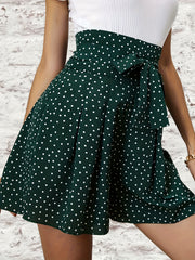 Polka Dot Tie Front Shorts Casual Loose Shorts