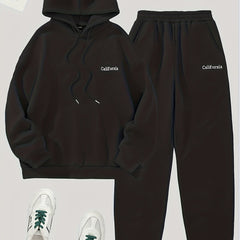 Women's Letter Print Hooded Sweatshirt & Jogger Sweatpants Set