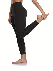 Basic Leggings Women's Plus Solid Soft High Waisted Yoga Fitness Pants