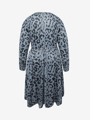Leopard Print Long Sleeve Round Neck Stretch Dress