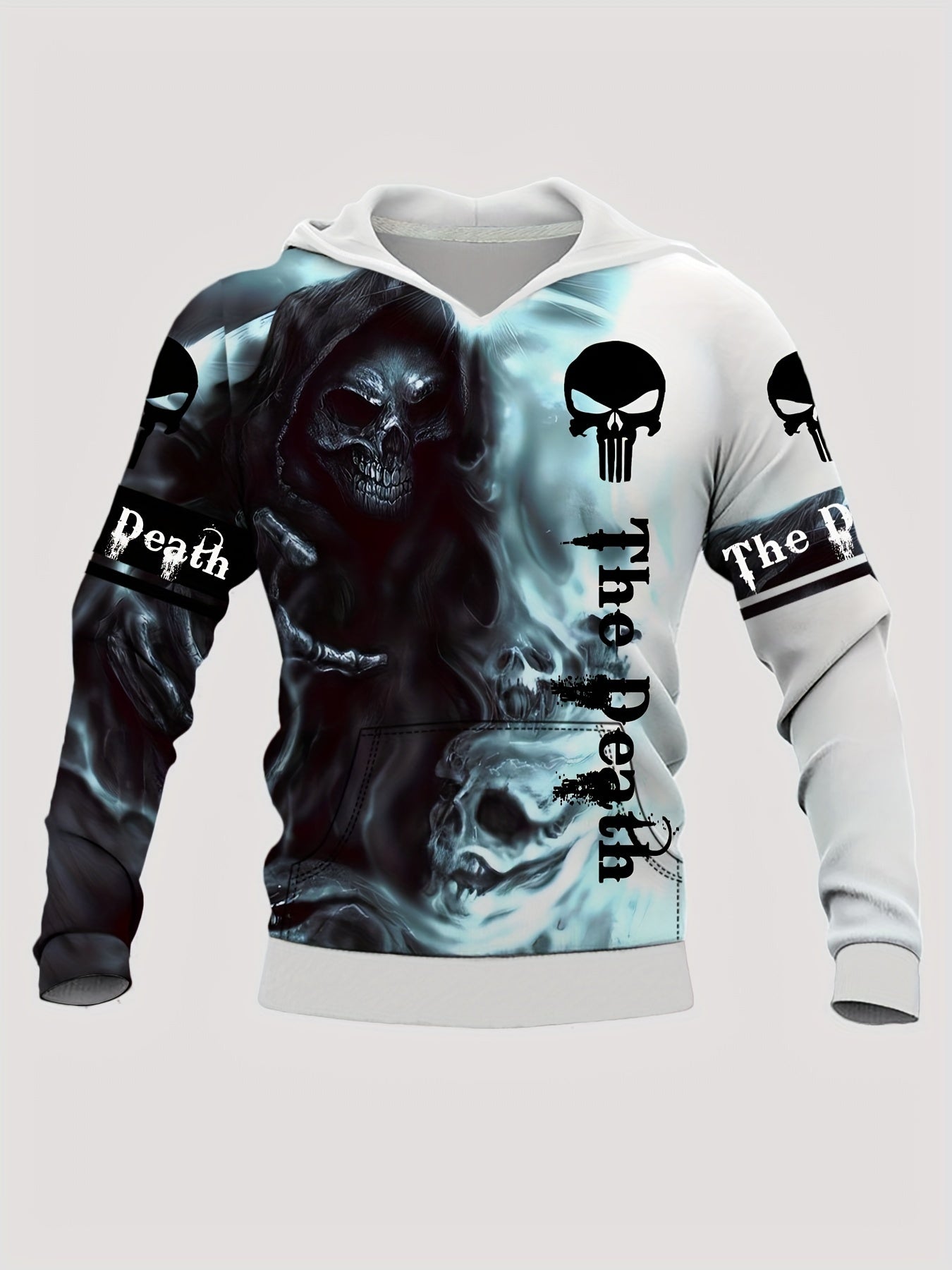 Y2K Skull 3D Print Hoodie for Men Graphic Hooded Pullover