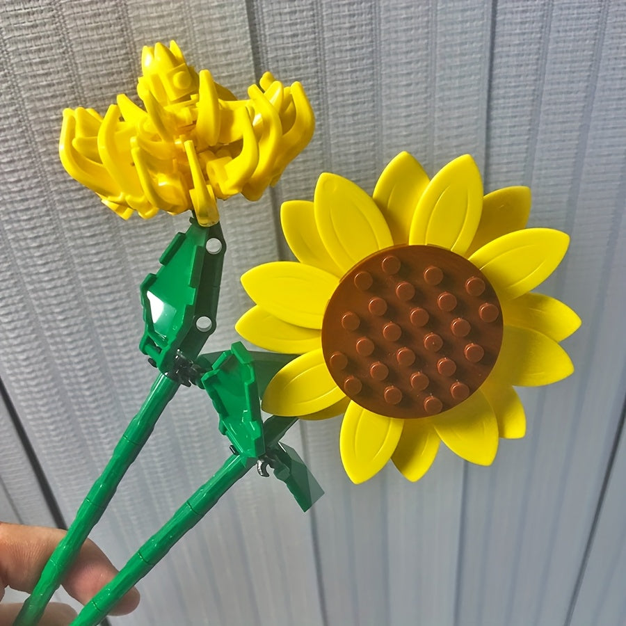 DIY Flower Bouquet Set with Colorful Plastic Flowers and Green Stems