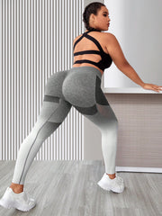 Ombre Print Mesh Waistband Yoga Pants