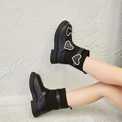 Girls Casual Heart Slip On Boots Non Slip Comfortable Indoor Outdoor Travel