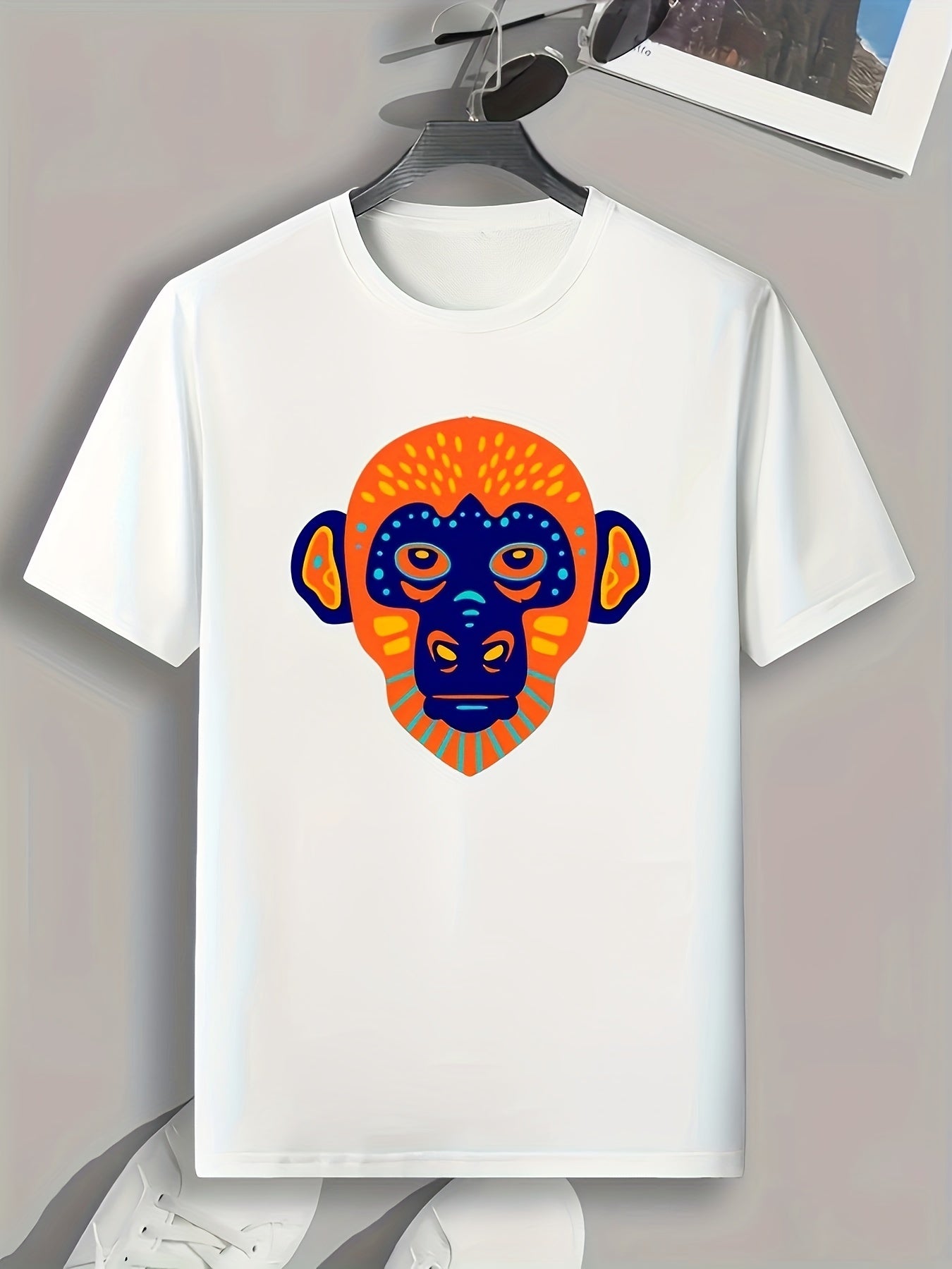 Chimpanzee Print Men's Graphic Tee for Summer