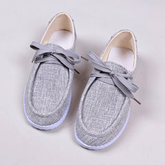 Women's Lace Up Flat Loafers Lightweight Canvas Casual Slip On Shoes