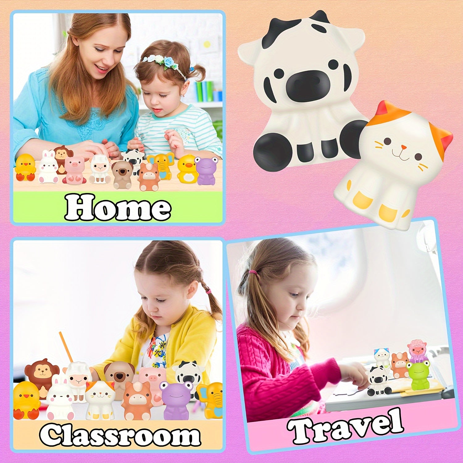 24pcs Soft Colorful Animal Squishy Toys Birthday Party Favors