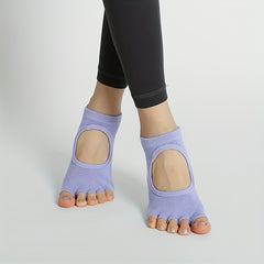5 Toe Yoga Socks Open Toe Anti Skid Low Cut Dance Socks With Grips