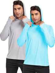 Men's Long Sleeve Hooded T Shirt Lightweight for Running Fishing Hiking