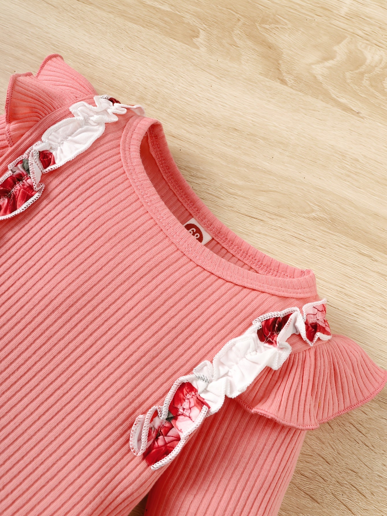 Baby Girl Ruffled Romper Floral Trousers Set