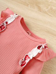 Baby Girl Ruffled Romper Floral Trousers Set
