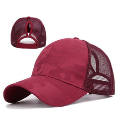 Camouflage Mesh Ponytail Baseball Cap Women Sun Hat