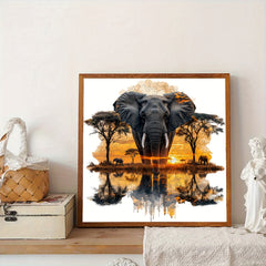 Elephant Forest Wooden Jigsaw Puzzle Vibrant Sunset Unique Animal Shapes