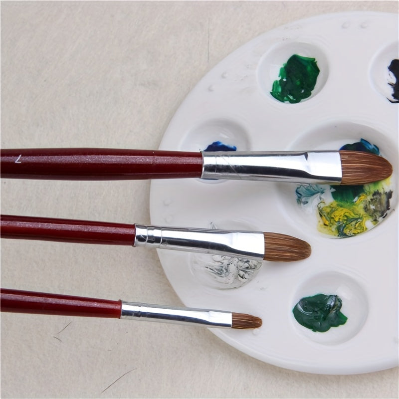 6pcs Weasel Hair Painting Brush Set Long Birch Rod Acrylic Drawing Art Supplies
