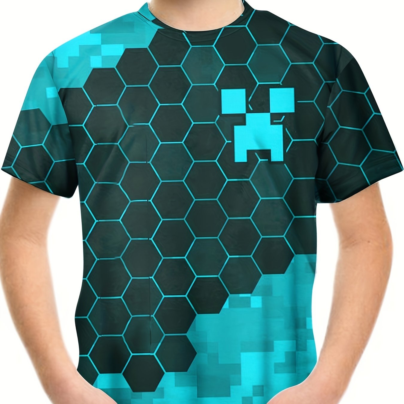 Geo 3D Print Kids T-shirt Summer Sport Lightweight Top