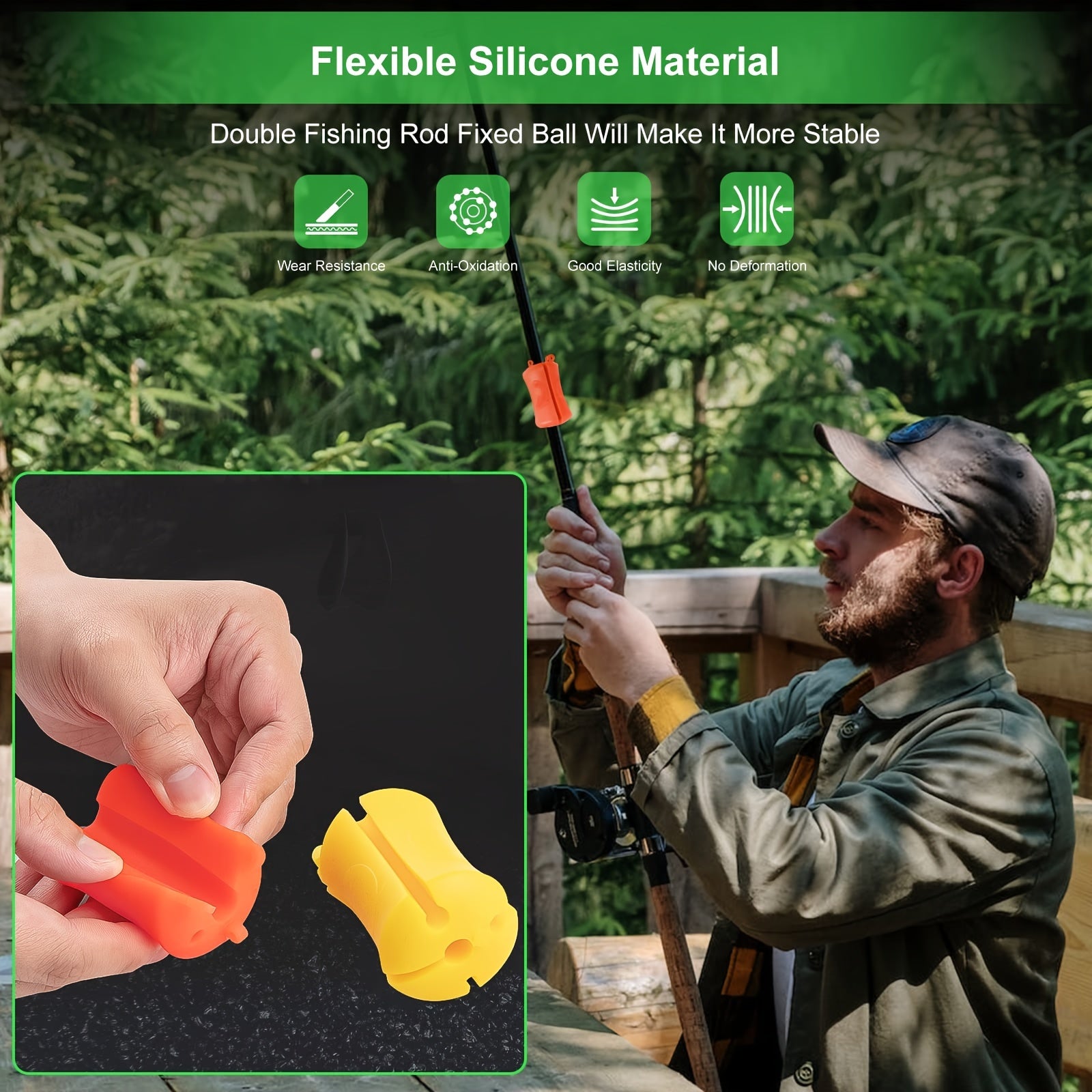 8pcs Portable Fishing Rod Fixed Ball Silicone Fishing Rod Clip Holder
