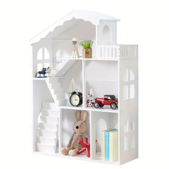 Large Bookcase Bookshelf Wooden Dollhouse Playset Toys Kids Gift