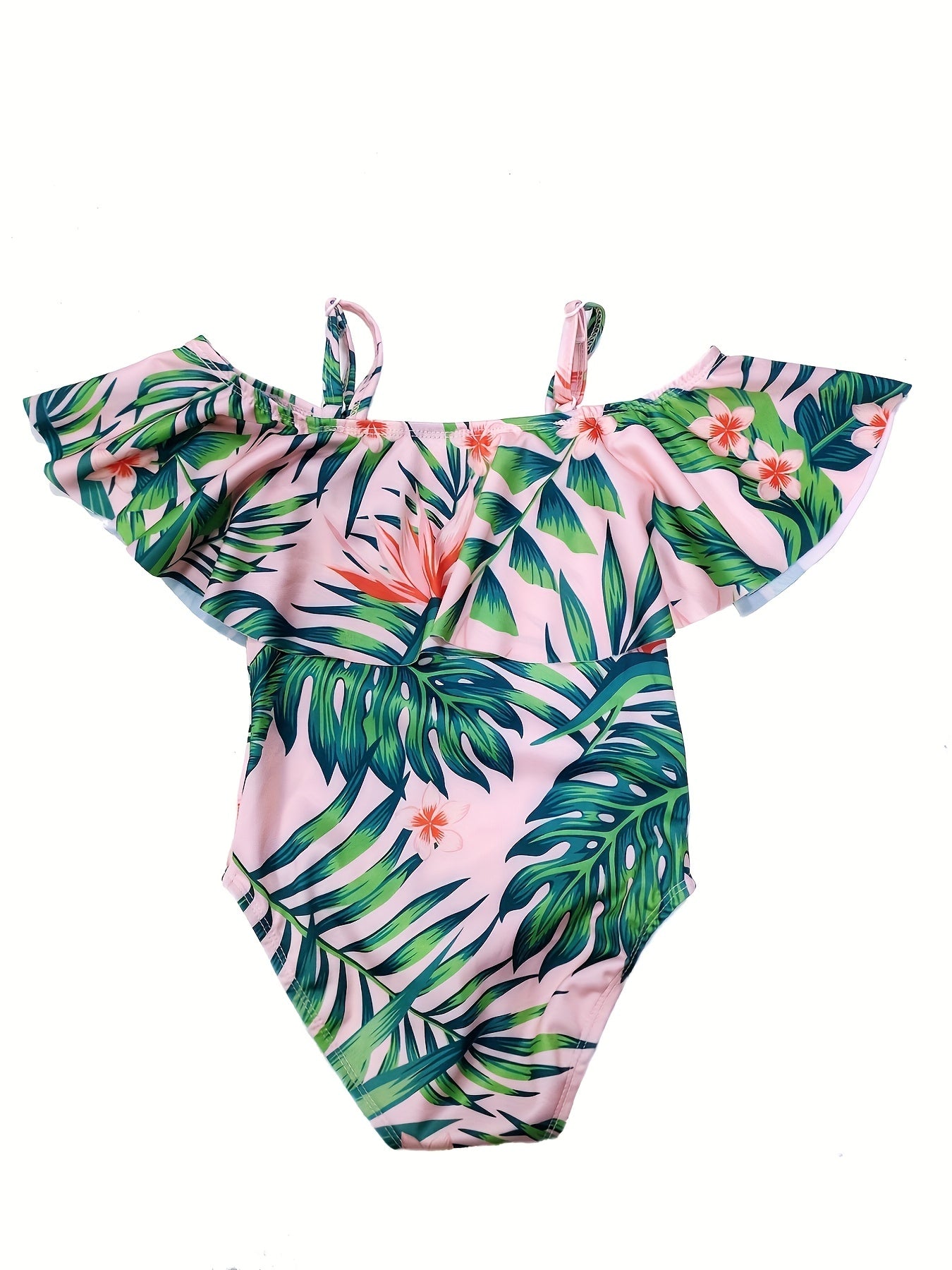 Baby Girls Leaf Graphic Print One Piece Swimsuit